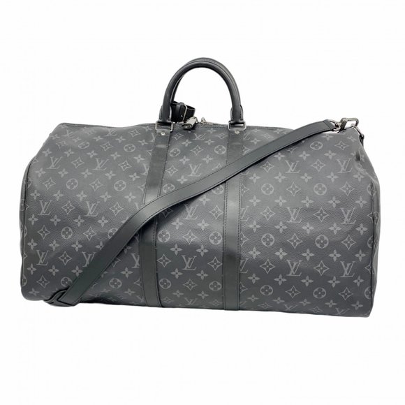 Louis Vuitton Monogram Eclipse Keepall Bandouliere 55 Boston Bag M40605 Black... - Picture 1 of 13